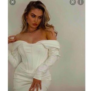 House of CB Arista Ivory Satin Corset Dress